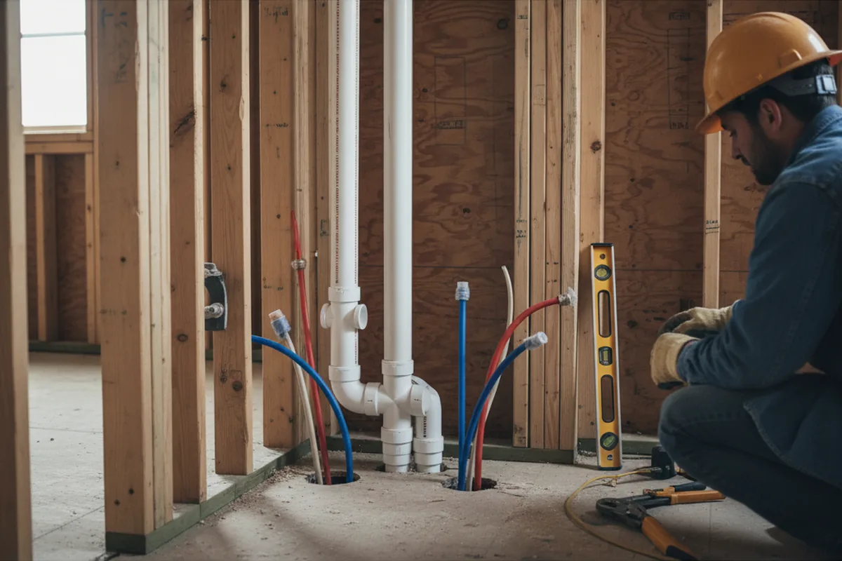 Drain and supply rough-in during Sump Pump Repair in Mattapan
