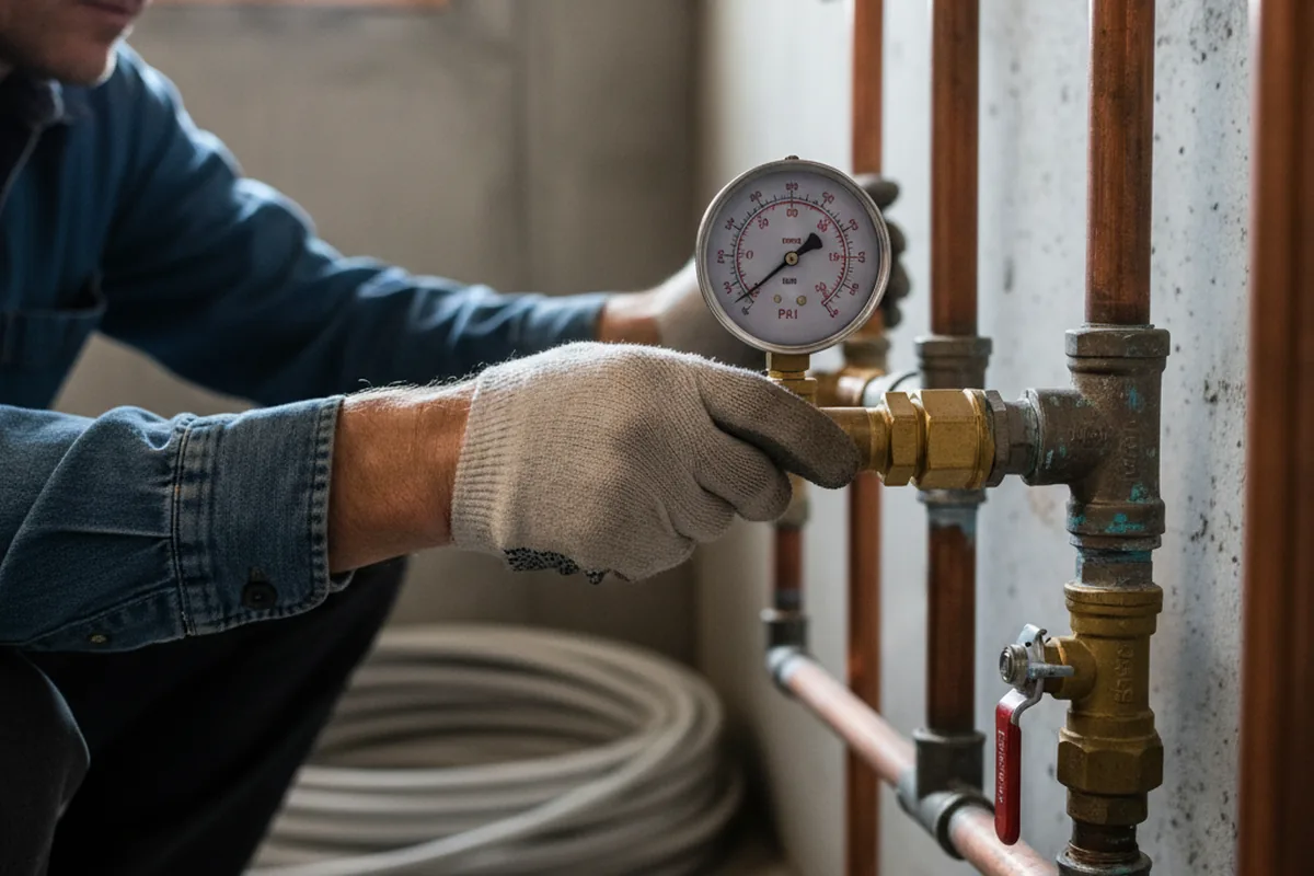 Pressure testing a repaired line during Water Line Repair in Mattapan